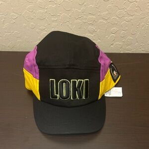 NWT Adult Marvel Loki Black and Purple Cap with Yellow Accents